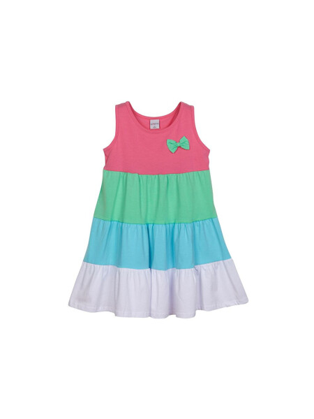 Sugar Pink White Girl's Colorful Ruffled Strapless Dress - 1