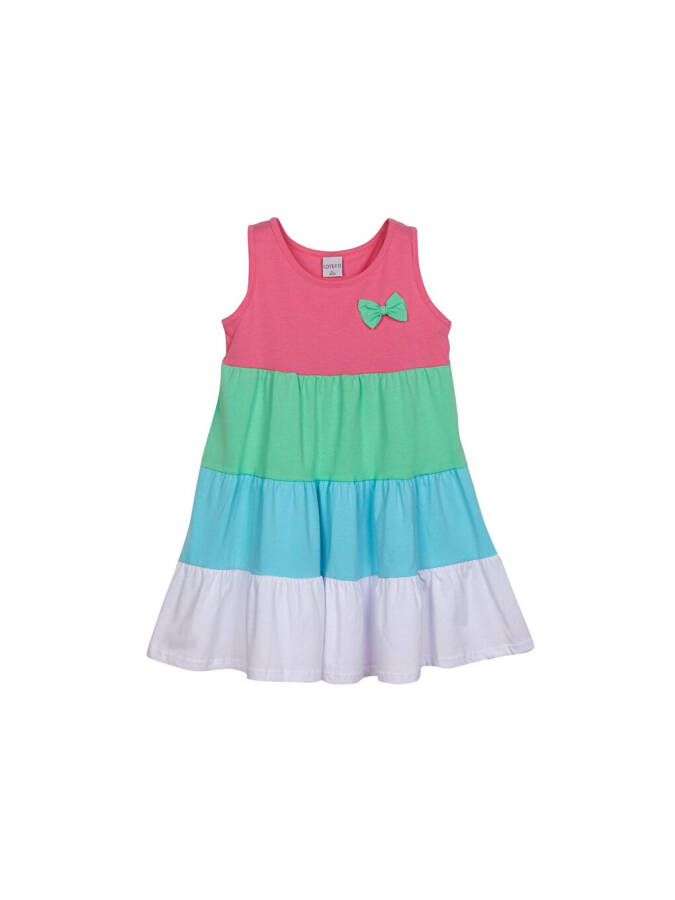 Sugar Pink White Girl's Colorful Ruffled Strapless Dress - 1
