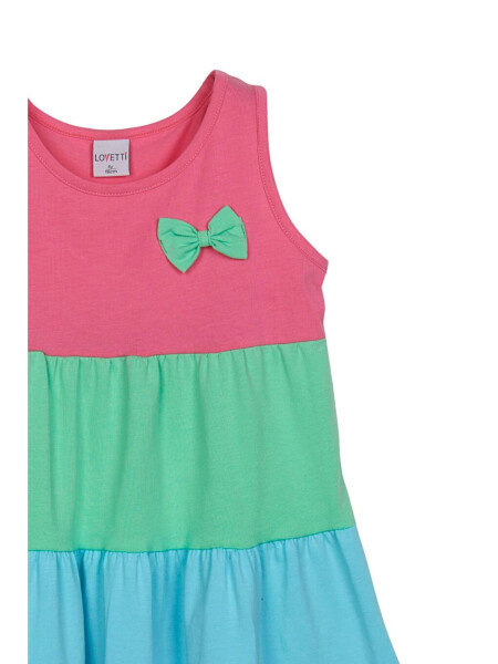 Sugar Pink White Girl's Colorful Ruffled Strapless Dress - 2