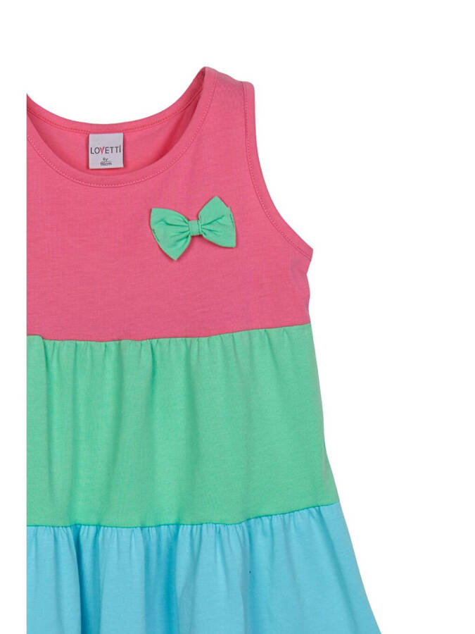 Sugar Pink White Girl's Colorful Ruffled Strapless Dress - 2