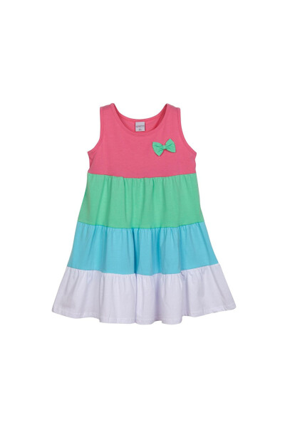 Sugar Pink White Girl's Colorful Ruffled Strapless Dress - 3