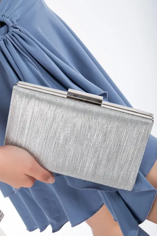 Suins Ella Abiye Çanta Gece Çantası Portföy Clutch Çanta-Gümüş - 1