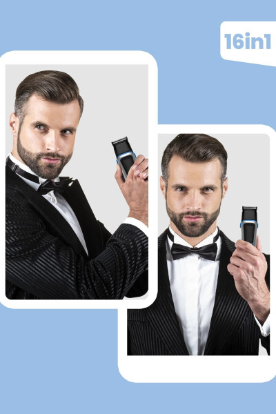 Suit IPX5 Waterproof Magnetic Charging Stand 16 in 1 Men's Grooming Set - 23