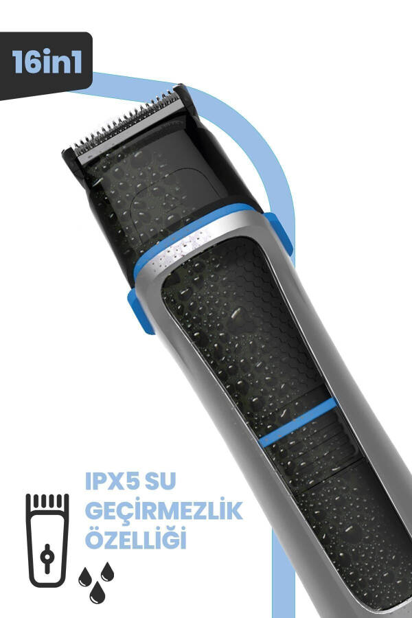 Suit IPX5 Waterproof Magnetic Charging Stand 16 in 1 Men's Grooming Set - 3