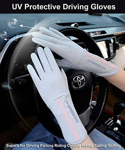 SUJAYU UV Protection Gloves Driving Gloves Women, Full Finger UV Gloves Sun Gloves Sun Protection Gloves, Thin Gloves UV Light Gloves Women Cycling Gloves for Women - 7