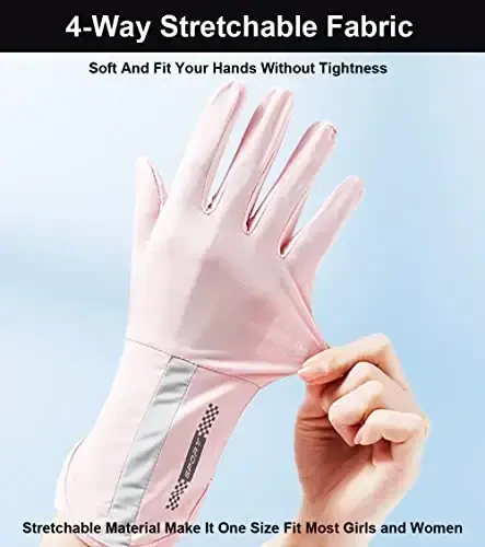 SUJAYU UV Protection Gloves Driving Gloves Women, Full Finger UV Gloves Quyosh Gloves Quyoshdan himoya qilish qo'lqoplari, Yupqa qo'lqoplar UV nurli qo'lqoplar Ayollar uchun velosiped qo'lqoplari - 5