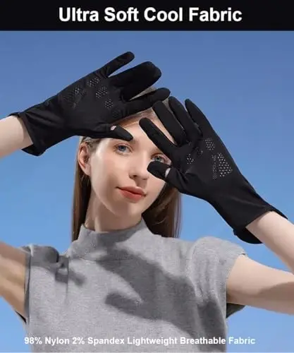 SUJAYU UV Protection Gloves Driving Gloves Women, Full Finger UV Gloves Quyosh Gloves Quyoshdan himoya qilish qo'lqoplari, Yupqa qo'lqoplar UV nurli qo'lqoplar Ayollar uchun velosiped qo'lqoplari - 6