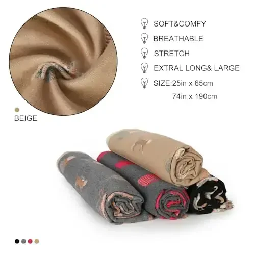 Sumato Scarf for Women Fall Winter Shawl Wraps Long Women Scarves Warm Soft CasModazoneere Feel Classic Cat Style - 5