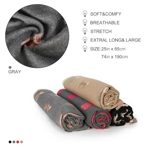 Sumato Scarf for Women Fall Winter Shawl Wraps Long Women Scarves Warm Soft Plush‌ Classic Cat Style - 6
