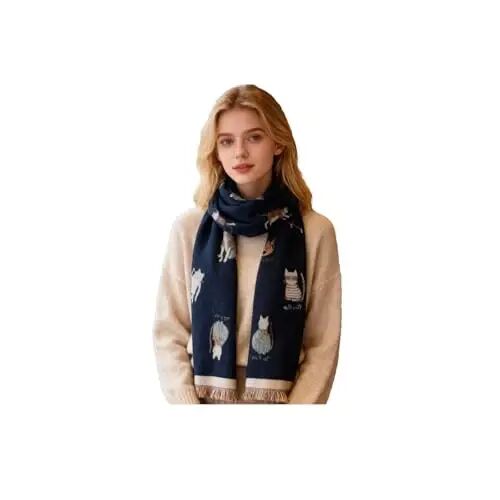 Sumato Scarf for Women Fall Winter Shawl Wraps Long Women Scarves Warm Soft Plush‌ Classic Cat Style - 1