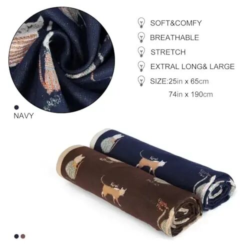 Sumato Scarf for Women Fall Winter Shawl Wraps Long Women Scarves Warm Soft Plush‌ Classic Cat Style - 5