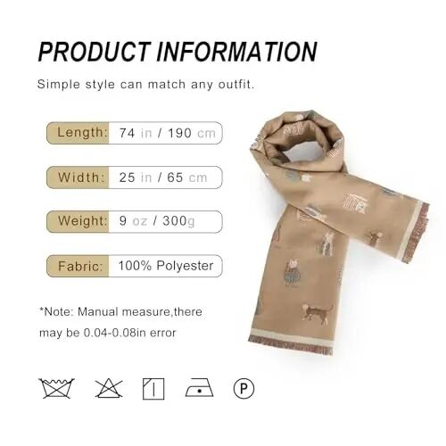 Sumato Scarf for Women Fall Winter Shawl Wraps Long Women Scarves Warm Soft Plush‌ Classic Cat Style - 5