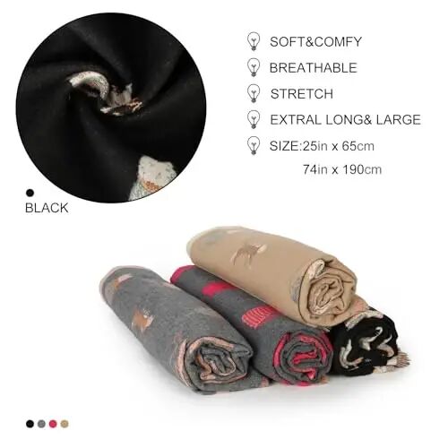 Sumato Scarf for Women Fall Winter Shawl Wraps Long Women Scarves Warm Soft Plush‌ Classic Cat Style - 6