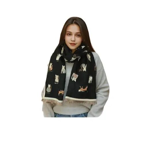 Sumato Scarf for Women Fall Winter Shawl Wraps Long Women Scarves Warm Soft Plush‌ Classic Cat Style - Sumato