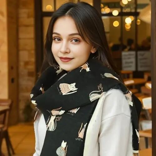 Sumato Scarf for Women Fall Winter Shawl Wraps Long Women Scarves Warm Soft Plush‌ Classic Cat Style - Sumato (1)