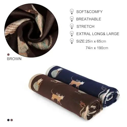 Sumato Scarf for Women Fall Winter Shawl Wraps Long Women Scarves Warm Soft Plush‌ Classic Cat Style - 5