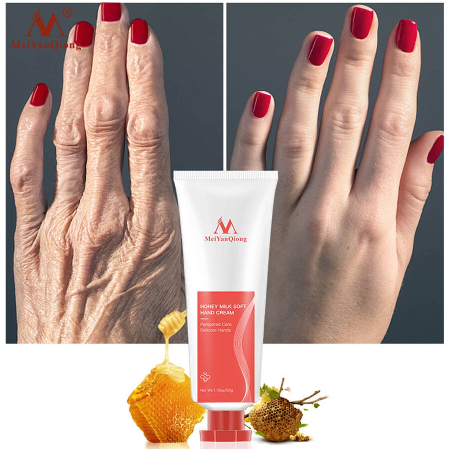 SUMDUINO Hand Cream for Dry Cracked Hands, Contains Honey Milk, Nutrition Repair Emulsion, Hand Cream, Whitening Moisturizi - 4