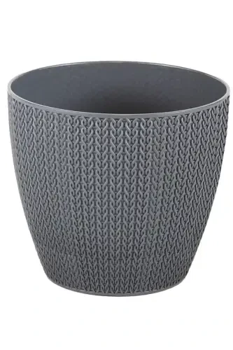 Sumela Knitted Pot No3 2.5 Liter Self-Tray Plant Flower Pot-Anthracite - 1