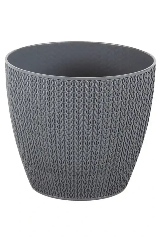 Sumela Knitted Pot No3 2.5 Liter Self-Tray Plant Flower Pot-Anthracite - BLISS