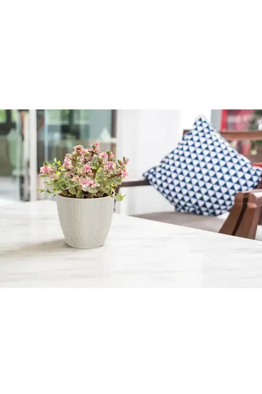 Sumela Knitted Pot No3 2.5 Liter Self-Tray Plant Flower Pot-Anthracite - 4