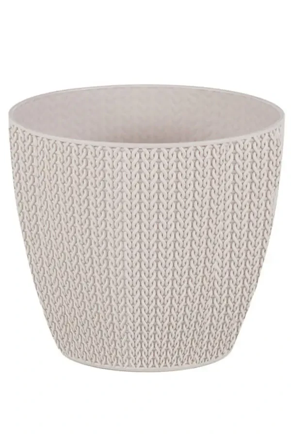 Sumela Knitted Pot No3 2.5 Liter Self-Tray Plant Flower Pot-Off White - 1