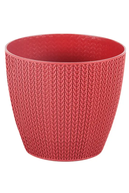 Sümela Knitted Pot No3 2.5 Liter Self-Tray Plant Flower Pot-Red - BLISS