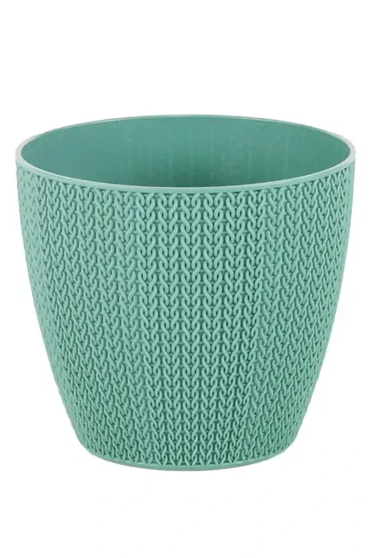 Sümela Knitted Pot No3 2.5 Liters Self-Tray Plant Flower Pot-Green - 1