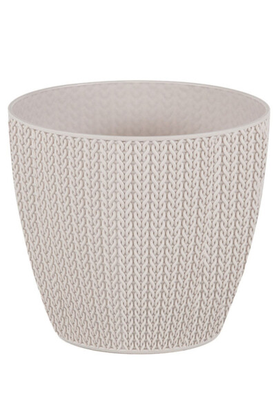 Sumela Knitted Pot No3 2.5 Liters Self-Tray Plant Flower Pot-Off White - BLISS
