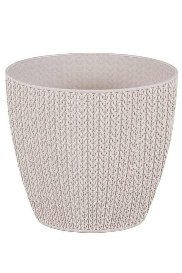 Sumela Knitted Pot No3 2.5 Liters Self-Tray Plant Flower Pot-Off White - 1