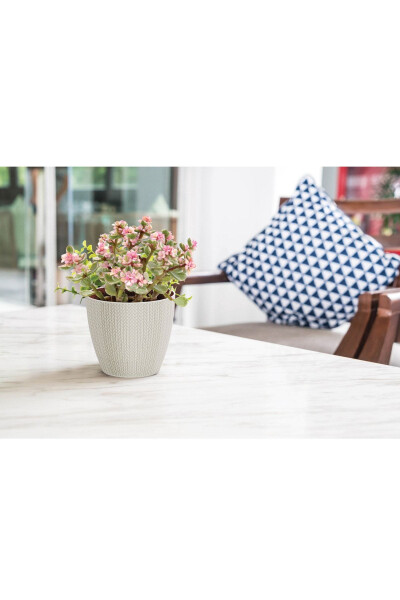 Sumela Knitted Pot No3 2.5 Liters Self-Tray Plant Flower Pot-Off White - 4