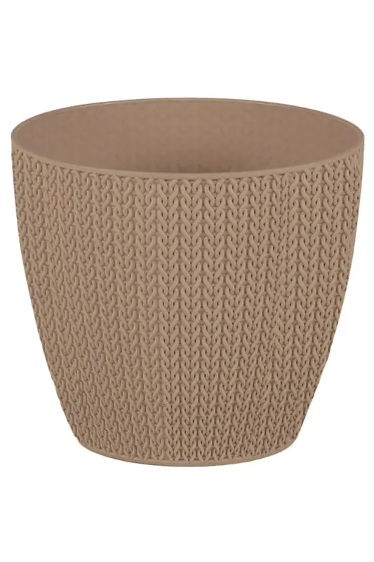 Sümela Örgü Saksı No3 2,5 Litre Kendinden Tabaklı Bitki Çiçek Saksısı-Mocha - BLISS