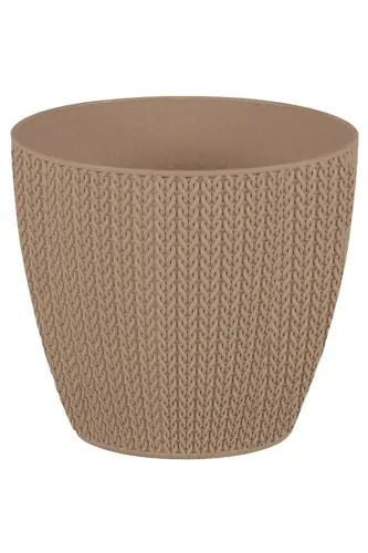 Sümela Örgü Saksı No3 2,5 Litre Kendinden Tabaklı Bitki Çiçek Saksısı-Mocha - 1