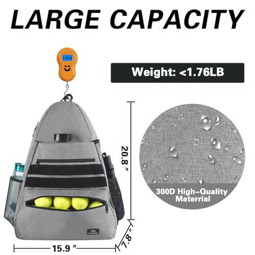 Сумка для тенниса MATEIN Сумки для теннисных ракеток, Большой теннисный рюкзак для мужчин и женщин с отделением для обуви, вмещает 2 ракетки, водонепроницаемая сумка для подарков на теннис - 3