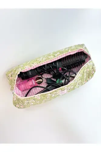 Сумка для всех деталей, совместимых с Dyson, сумка для выпрямителя, большая косметичка XXL - зеленый цветок - 3