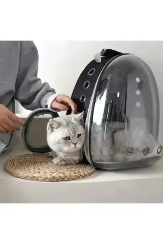 Сумка-переноска для кошек Эллипс Черная Ручная И Спинная Сумка 6 Воздушных Каналов 2 Кармана Из Сетки Сумка-переноска для кошек - 5