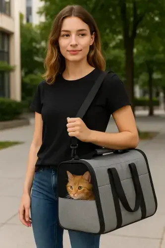 Сумка-переноска для кошек и собак | Подходит для авиаперелетов, с ремнем для крепления к чемодану | Водонепроницаемая удобная сумка - синяя - KSBURDA (1)