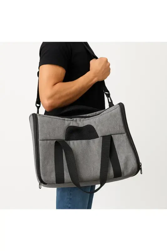 Сумка-переноска для кошек и собак | Подходит для авиаперелетов, с ремнем для крепления к чемодану | Водонепроницаемая удобная сумка - синяя - 4