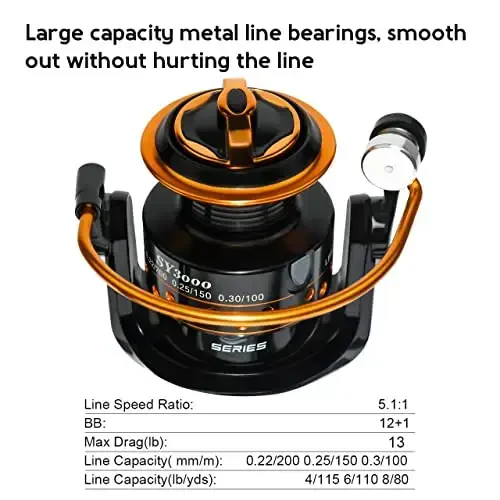 Summer and Centron Spinning Reels, 12 +1 BB Light Weight & Ultra Smooth Reel for Ice/Summer 3000/1000 Fishing Reel by QINGLER - 2