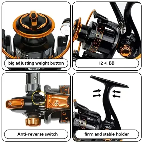 Summer and Centron Spinning Reels, 12 +1 BB Light Weight & Ultra Smooth Reel for Ice/Summer 3000/1000 Fishing Reel by QINGLER - 3
