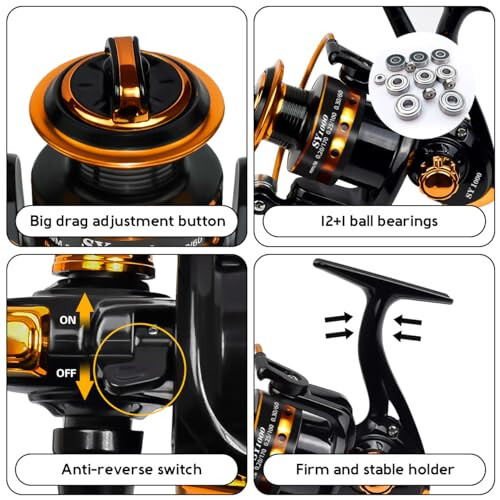 Summer and Centron Spinning Reels, 12 +1 BB Light Weight & Ultra Smooth Reel for Ice/Summer 3000/1000 Fishing Reel by QINGLER - 3