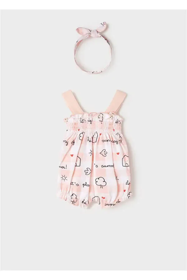 Summer Baby Girl Romper Headband Pink - 1