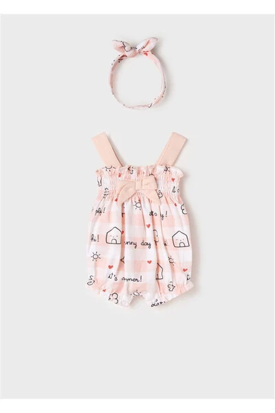 Summer Baby Girl Romper Headband Pink - 3
