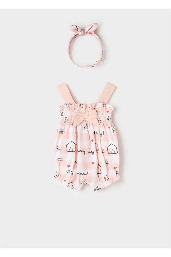 Summer Baby Girl Romper Headband Pink - 3