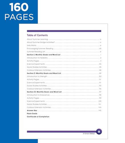 Summer Bridge Activities 3rd to 4th Grade Workbook, Math, Reading Comprehension, Writing, Science, Social Studies, Fitness Summer Learning Activities, 4th Grade Workbooks All Subjects With Flash Cards - 5