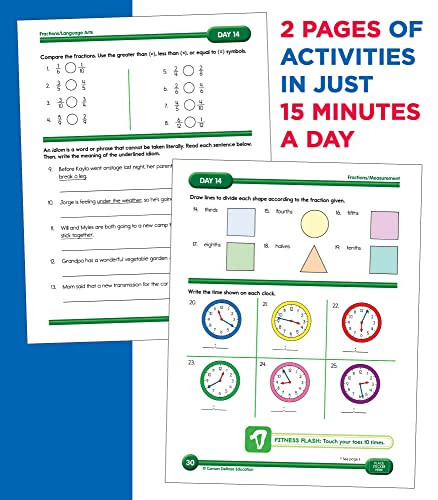 Summer Bridge Activities 3rd to 4th Grade Workbook, Math, Reading Comprehension, Writing, Science, Social Studies, Fitness Summer Learning Activities, 4th Grade Workbooks All Subjects With Flash Cards - 6