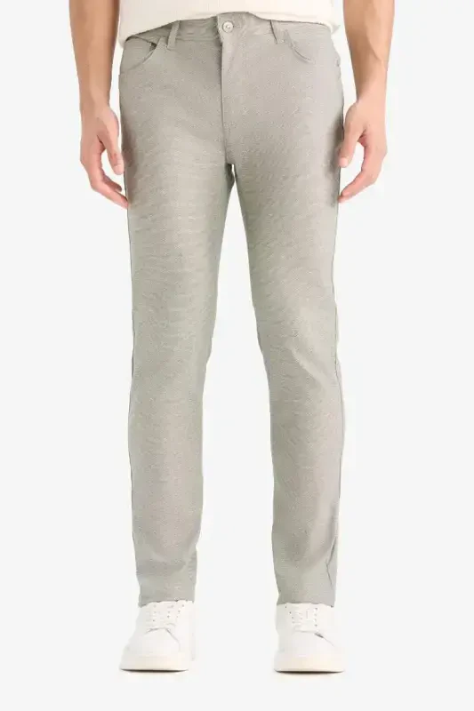 Summer Chino Canvas Textured Trousers Slim Fit Narrow Cut Pocketed Narrow Leg-Khaki - 6