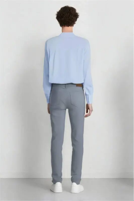 Summer Chino Canvas Trousers Slim Fit Narrow Cut Pocketed Slim Leg - Light Indigo - 7