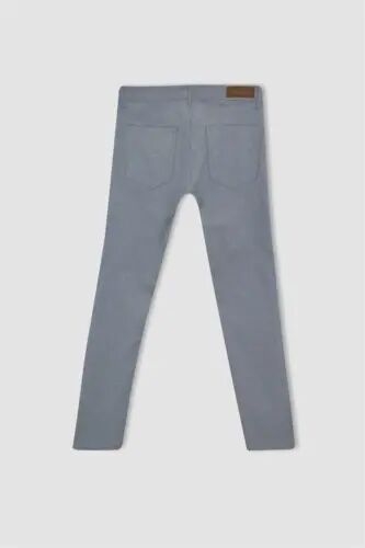 Summer Chino Canvas Trousers Slim Fit Narrow Cut Pocketed Slim Leg - Light Indigo - 10