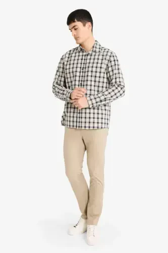 Summer Gabardine Chino Canvas Trousers Slim Fit Narrow Cut Slim Leg Pocketed-Light Mink - 4