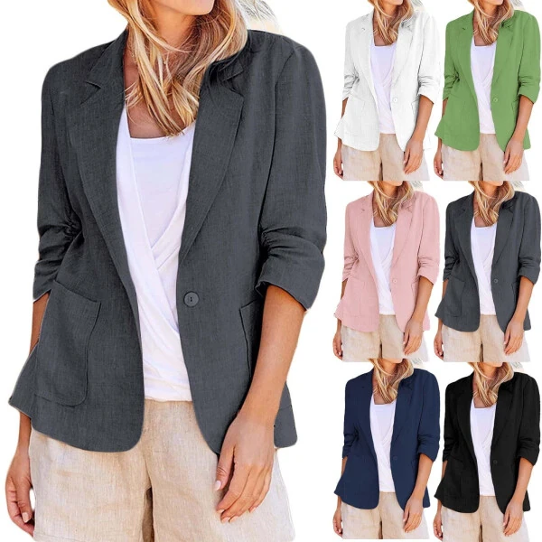 Summer linen blazer for women - DAZAJOO